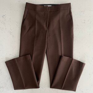 MaxMara Designer Virgin Wool Straight Leg Mid Rise Pants Neutral Med Brown Sz 4